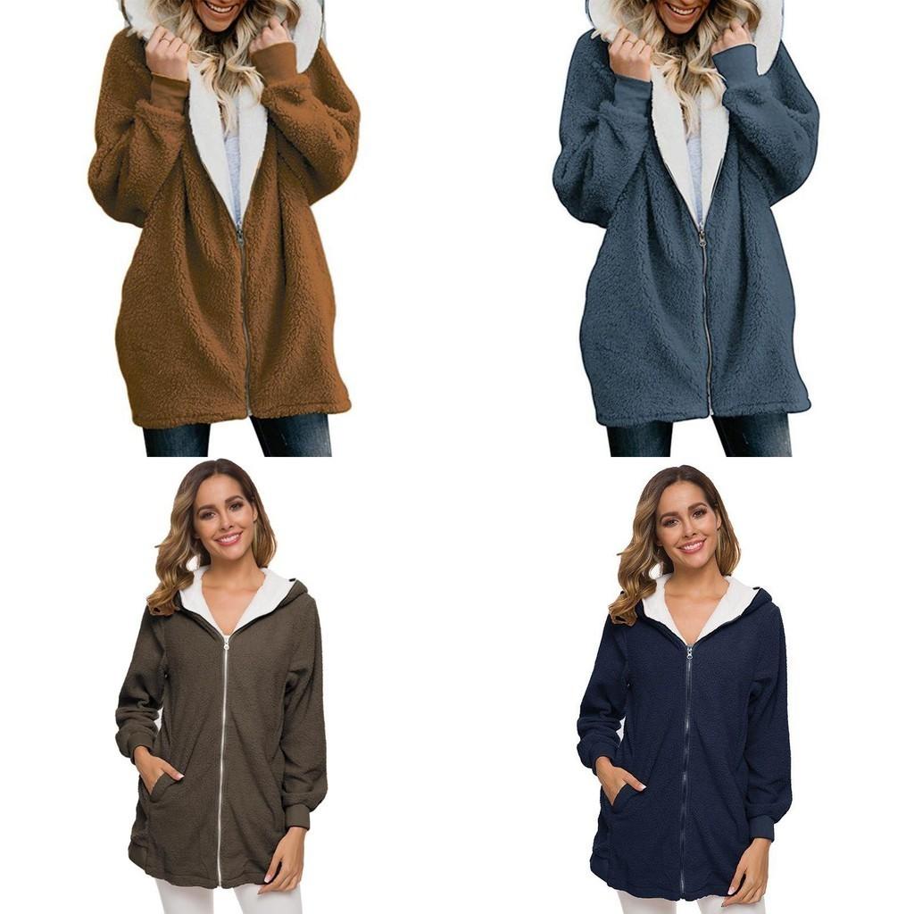 Gezellige Dames Warm Teddybeer Pluizige Jas met Capuchon Kunstbont Fleece Jas Bovenkleding Voor Ultiem Comfort