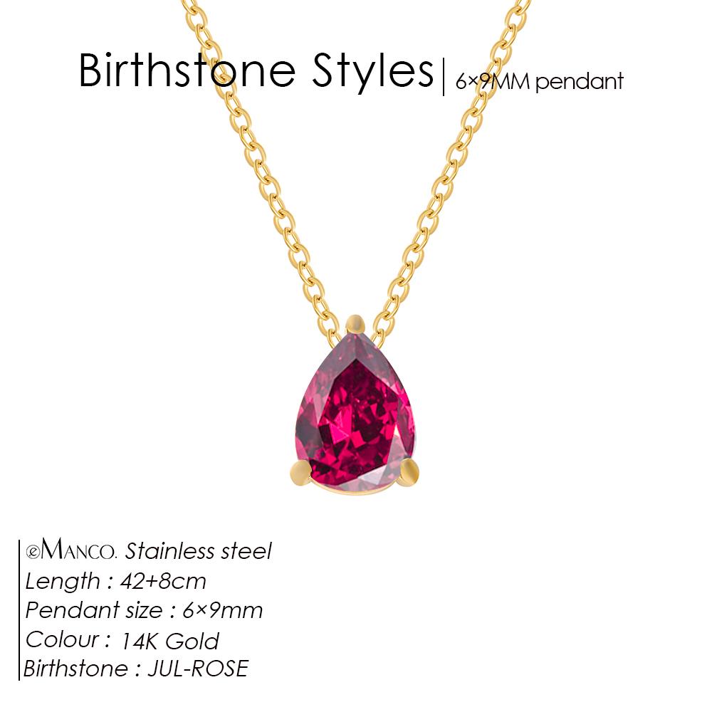 

eManco Hot Sale Shiny Crystal Necklace Stainless Steel Teardrop Zirconia Pendant Women s Birthstone Collarbone Chain Wholesale Gold Color