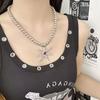 New Punk Sliver Color Liquid Metal Marine Life Irregular Starfish Red Heart-shaped Rhinestone Pendant Necklace for Women Jewelry