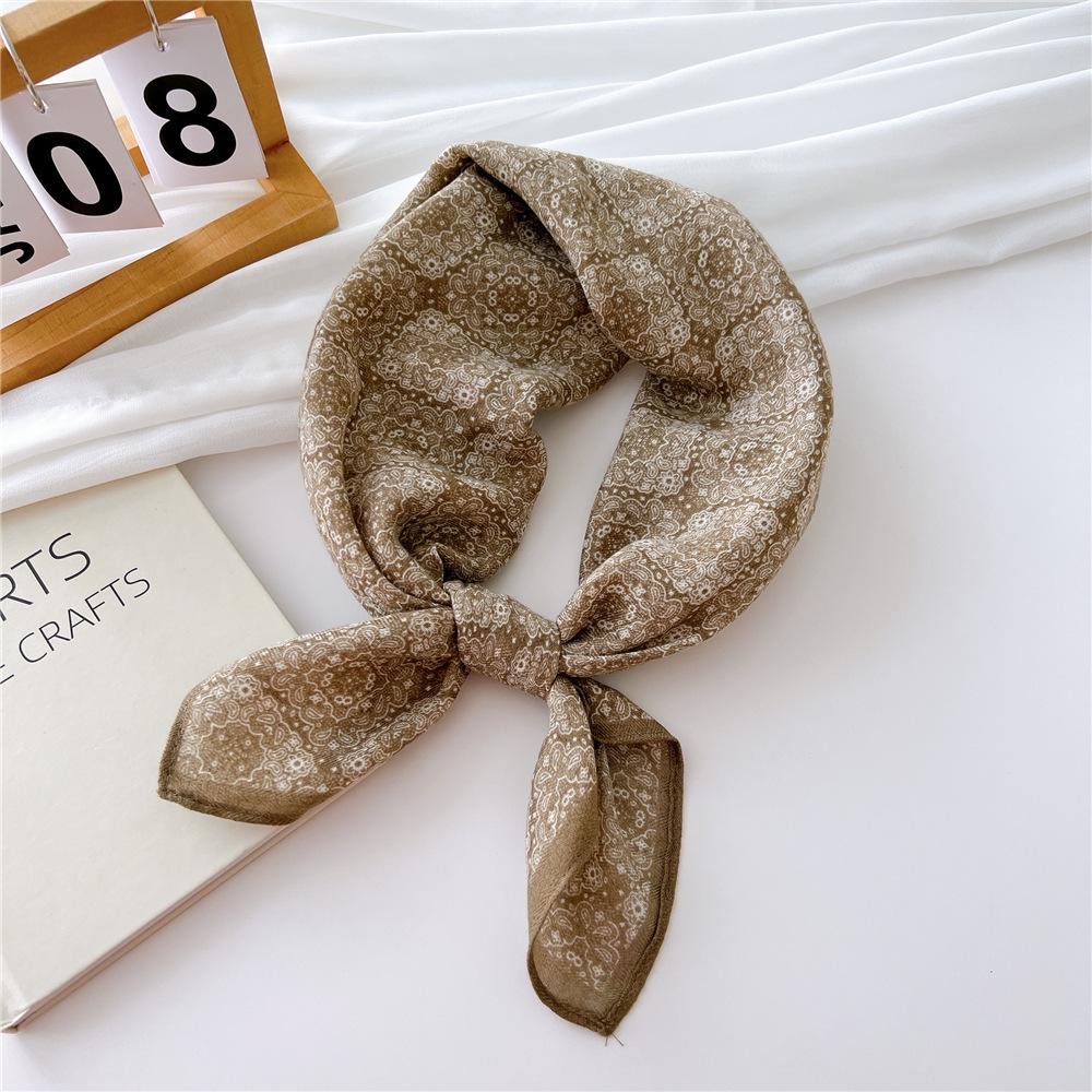 Eșarfă pătrată mică din bumbac și in Eșarfă din mătase Primăvară și toamnă pentru femei Stil nou artistic și versatilă la modă Esarfă cu bentiță cu temperament