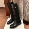 High-end Long Boots for Women's Flats Knee High Fashion Shoes Leather Winter High Boots New Walking Trend Chelsea Mujer De Botas