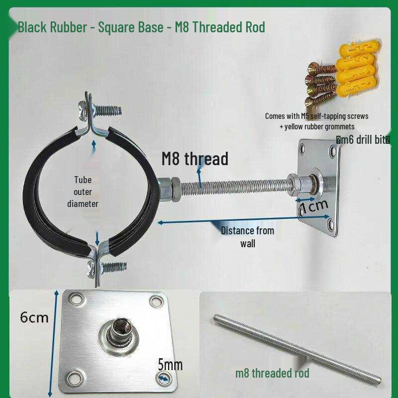 

PVC/PPR Water, Gas, Iron Drain Pipe Clamp/Clip for Wall Mounting 40 Black + 14cm Rod