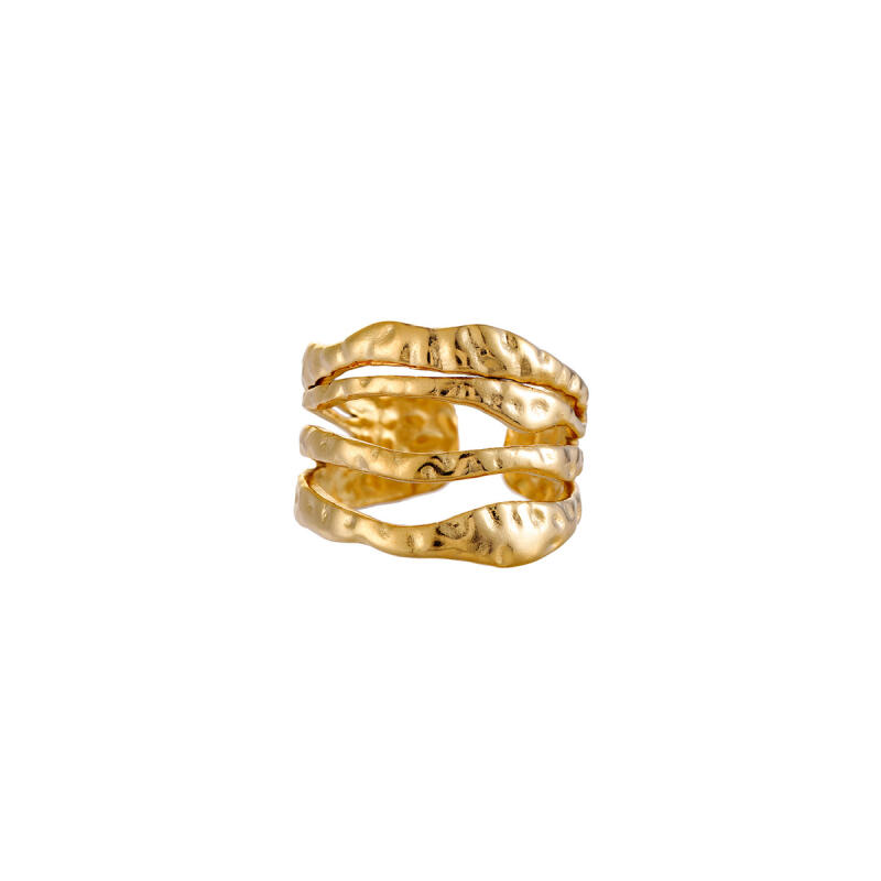 Stainless Steel Multi Layer Hollow Wide Rings for Women Men Classic Retro Texture Chunky Opening Rings Party Jewelry Accessories