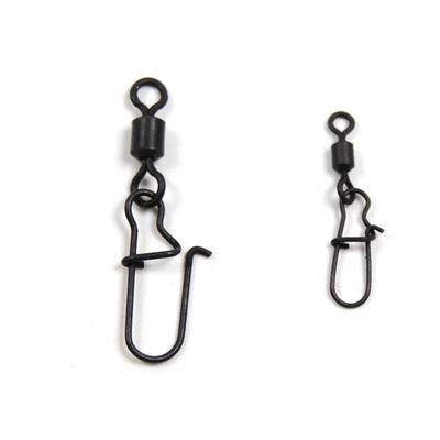 50 Pcs Matt Black Rolling Swivel with Snap Carp Brass Fishing Accessories Terminal Tackle