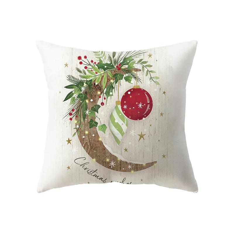 Christmas Decoration Merry Print Pattern Cushion Cover Home Living Room Sofa Pillow