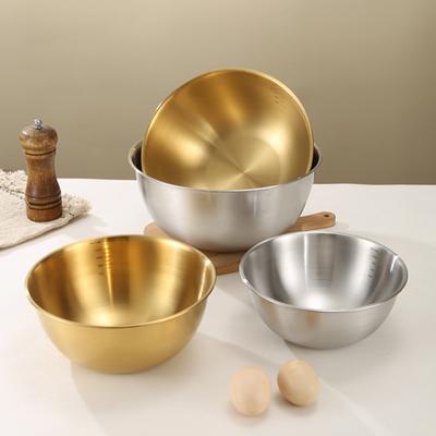 3Pcs Stainless Steel Food Containers Gold And Silver Kitchen Tableware Mixing Bowl Set