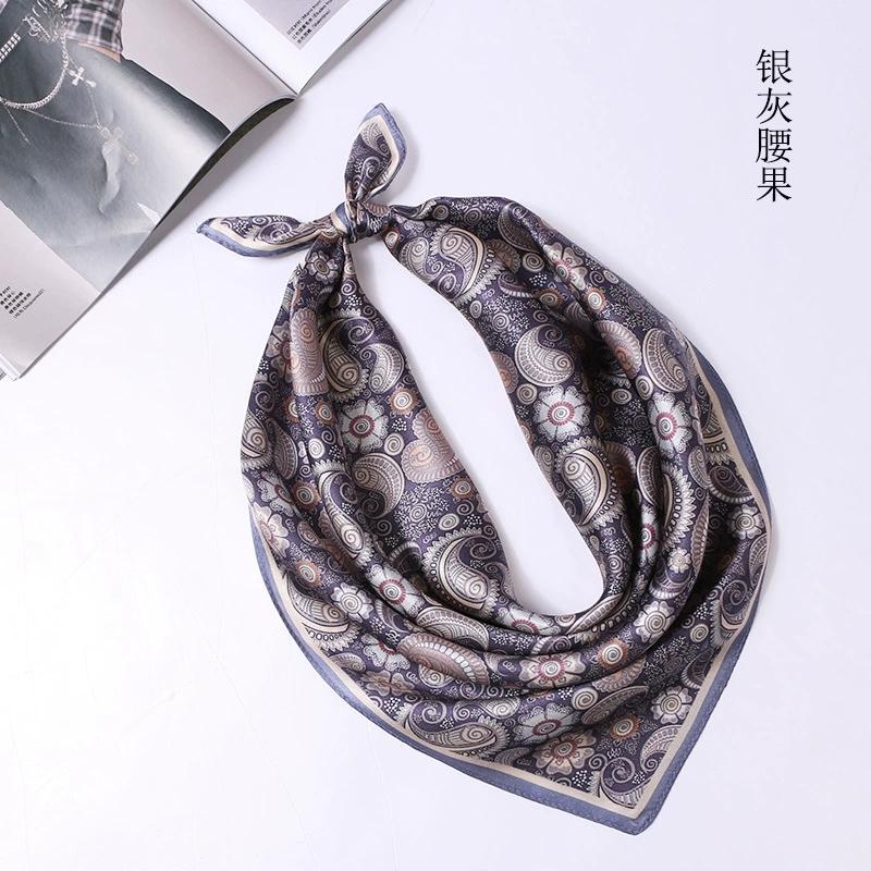 53cm 100% Silk Men's Luxury Printed Decorated Small Square Scarf Foulard Hijabs For Men