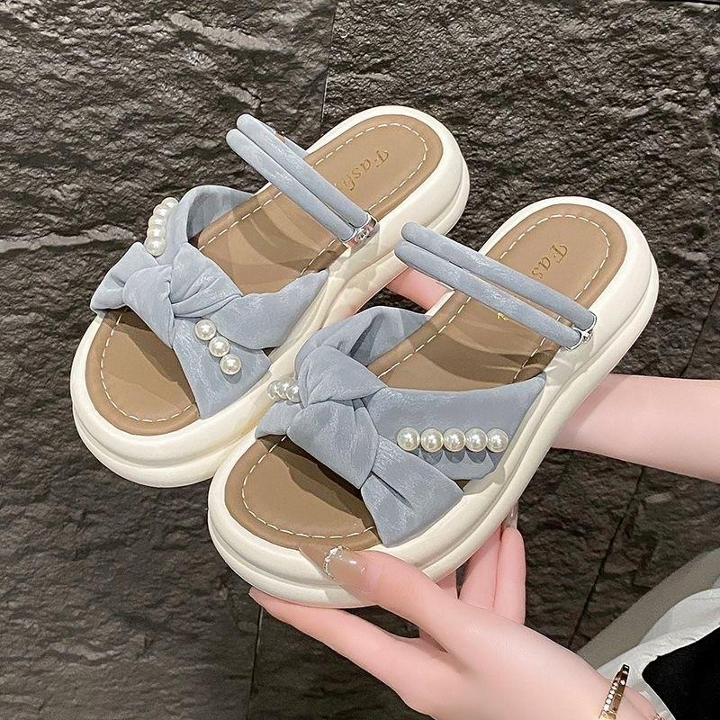 

Новые сандалии на платформе, тапочки, женская летняя обувь, толстая подошва, не устают ноги, тапочки-маффины 40 светло-синий