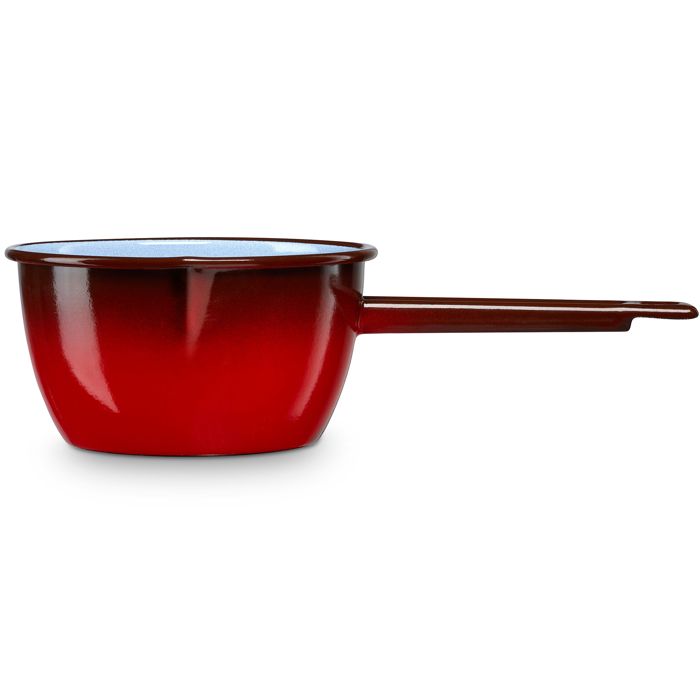Casserole À Lait, Acier Émaillé 12cm, Bouilloire Poignée 0,7L Induction Vintage Briebe Ignea Rouge 03134