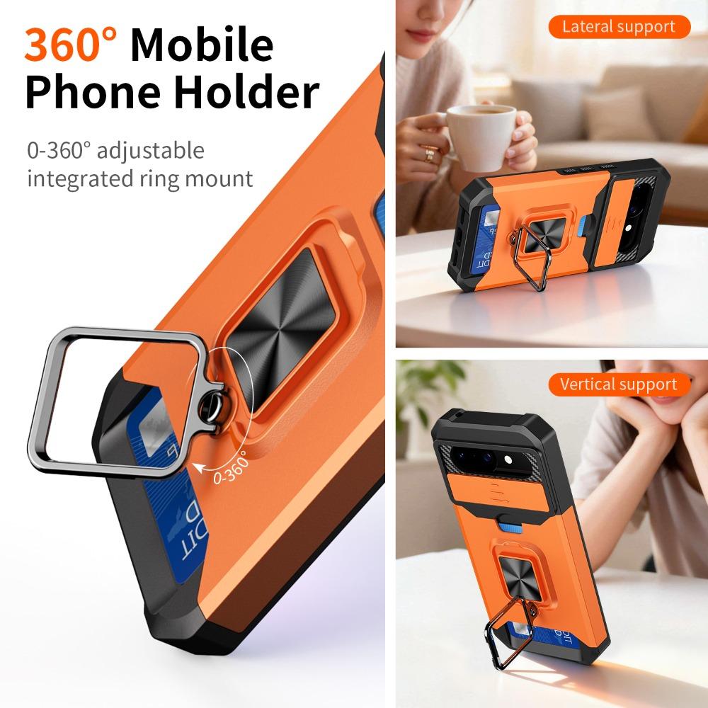 Shockproof Card Holder Case For Google Pixel 10A 9A 10 9 Pro XL 8 7A 7 6 A Pro Slide Camera Slot Wallet Protect Ring Stand Cover