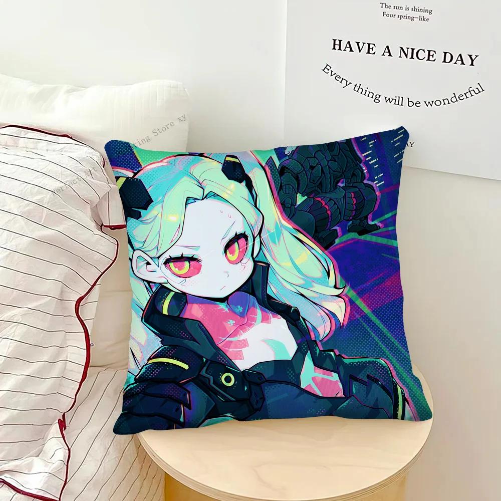 Cyberpunk Edgerunners Anime Rebecca Pillow Case Fashion Square Pillowcase Bedroom Sofa Room Ins Decoration Leisure Cushion Cover