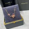 Ben V Gold Pink Diamond Phantom Butterfly Necklace Female Full Diamond Light Luxury Seiko Version Clavicle Chain Thick Gold 18k