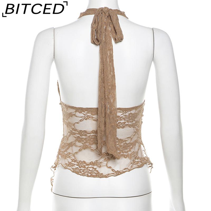 BITCED Summer Women's Solid-Color Slim-Fit Streetwear Halter Neck Sexy Backless Tank Top