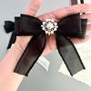 Vintage Rhinestone Pearl Bow Tie Brooch College Suits Style Shirts Dress Accessories Collar Flower Korean Women's Jewelry Gifts