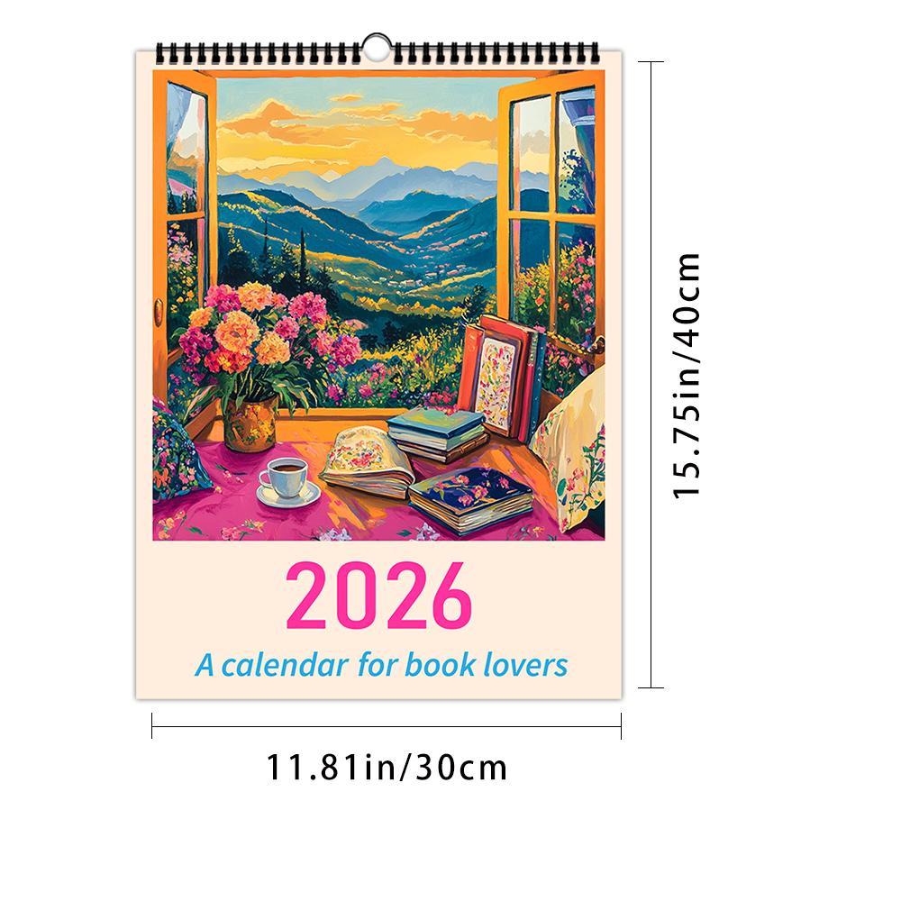 

1pc Oil Painting Calendar - Landscape Theme, 12 Different Designs, Wall Calendar, Suitable as a Gift for Birthdays & Christmas