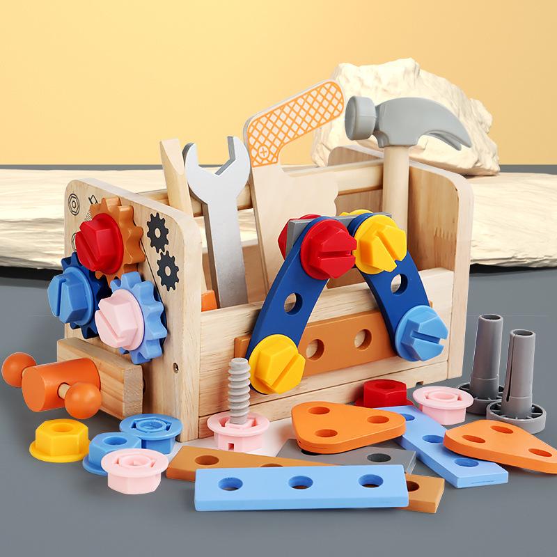 Children's Wooden Tool Bench Set - Educational Assembly Toy Kit