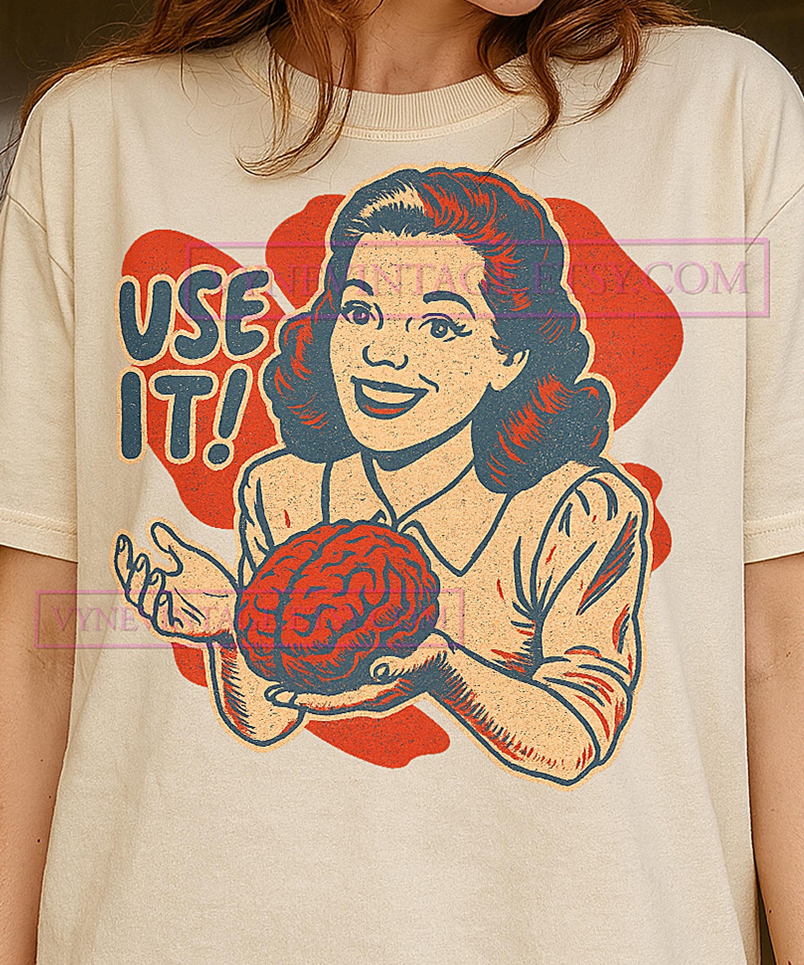 Use It Retro Cartoon Shirt, Brain Graphic Tee, Vintage Typography Shirt, Funny Quote Shirt, Humorous Intelligence Tee M