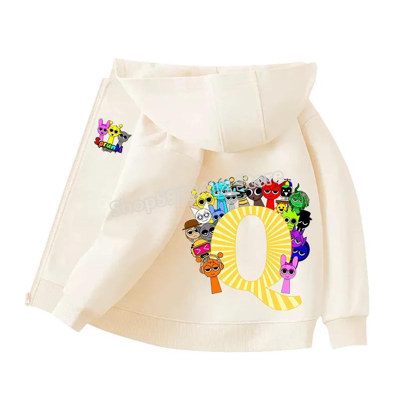 Kids Clothing Gift Child Cardigan Jacket Anime Cartoon A-Z Letter Windbreaker Hooded Girl Clothes Casual Thin Tops Coat