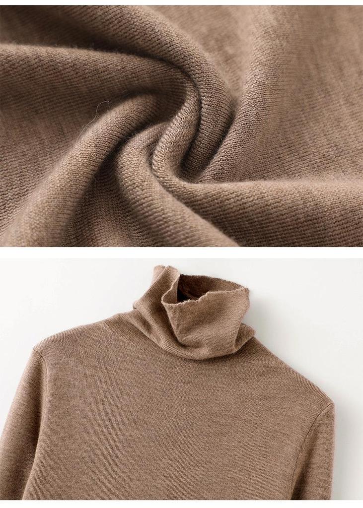 Women's Fine Wool Cashmere Turtleneck Sweater - Autumn/Winter 2025 Collection, Slim Fit Korean Style Knitwear
