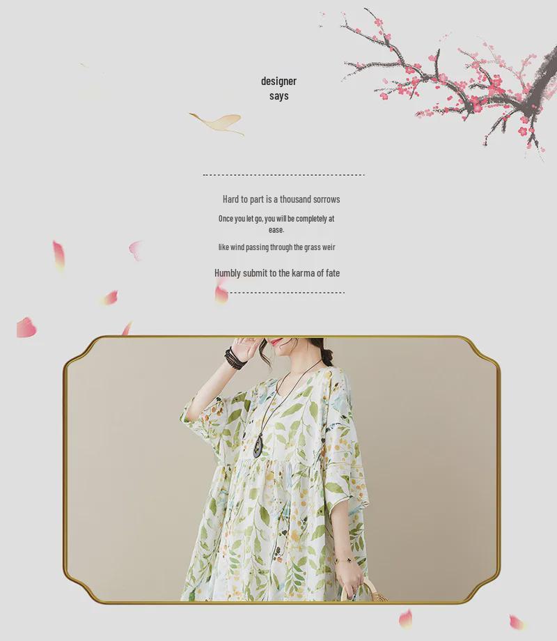 2023 Summer Pastoral Flowy Fairy Plus Size Women's Short Sleeve Dress