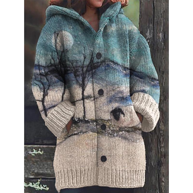 S-5XL for 2025 New 3D Printed Autumn and Winter Jacket Thickened Hooded Cardigan Sweater