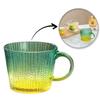 Large Grooved Glass Cup Bottle Green Ombre 380 1pc Matte