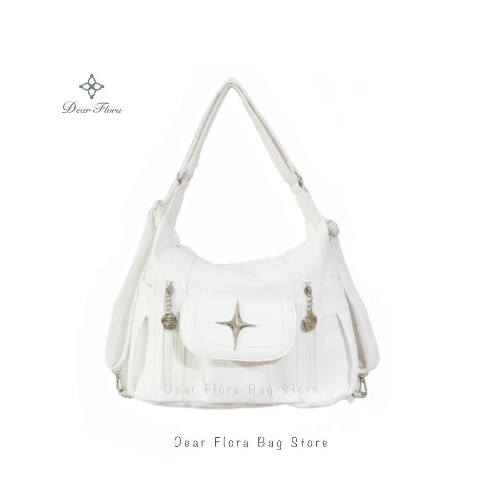 

Y2k Soft Simplicity Versatile Large Capacity Tote Bags Star Classic Shoulder Bags Punk Goth Casual Crossbody New Travel Backpack 34X27X11cm білий