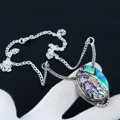 Abalone Shell Necklace, Abalone Shell Gemstone, 925 Sterling Silver Necklace, Abalone Shell Jewelry For Women, Abalone Necklace For Gifts