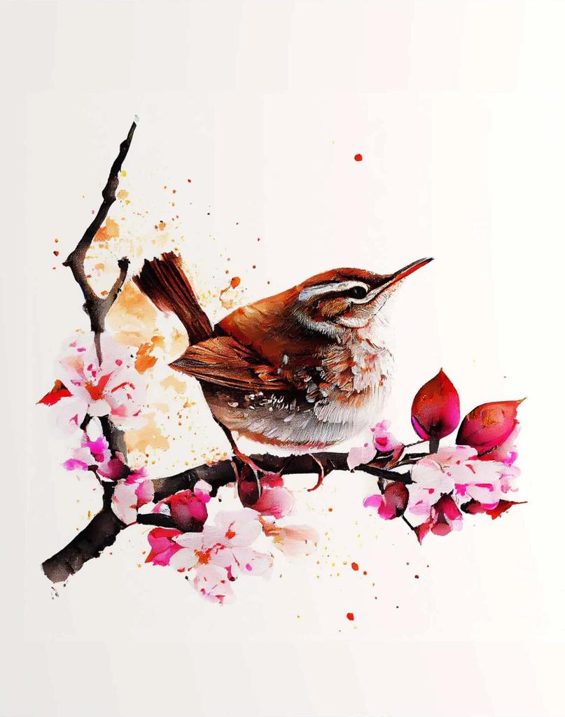 Vögel auf Ästen Aquarellposter Stieglitz Kolibri Krähe Tukan Leinwandgemälde Wandkunst Bild Heimdekor