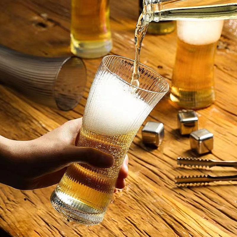 495ml/370ml Craft Bier Glas Großes Fassungsvermögen Zapfbierglas Haushalt Saft Kaltgetränkebecher Exquisiter Transparenter Getränkebecher