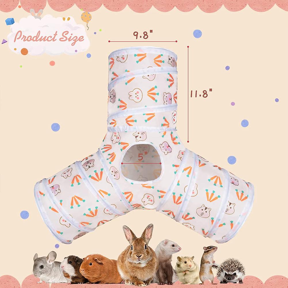 Suede Y-shaped Tunnels  Tubes Foldable Washable Three-channel Pet Supplies Ideal For Rabbits Chinchillas Mice Guinea Pigs Ferrets