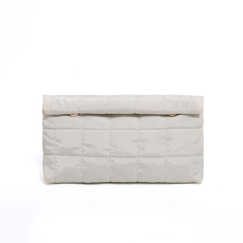 Niche fashion embroidery thread hand-held cosmetic bag women's 2025 autumn new trend plaid pleated portable small square bag