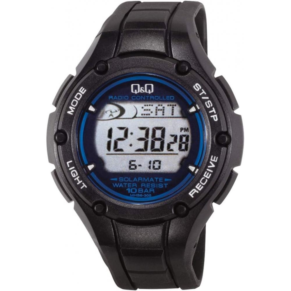 

QQ [QQ] MHS6 305 цифровые радиоволновые солнечные водонепроницаемые часы с уретановым ремешком и дисплеем даты, черные
