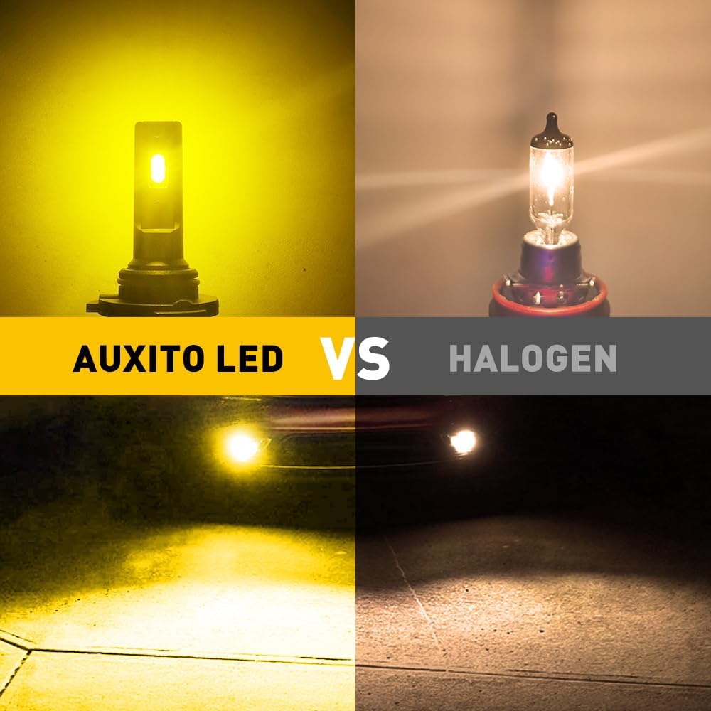 

AUXITO 9145 LED Fog Light Bulbs Yellow, 6000LM 3000K Amber Fog Lights, H10/9045/9140 Halogen Replacement for DRL or Fog Lamps, Canbus Ready,