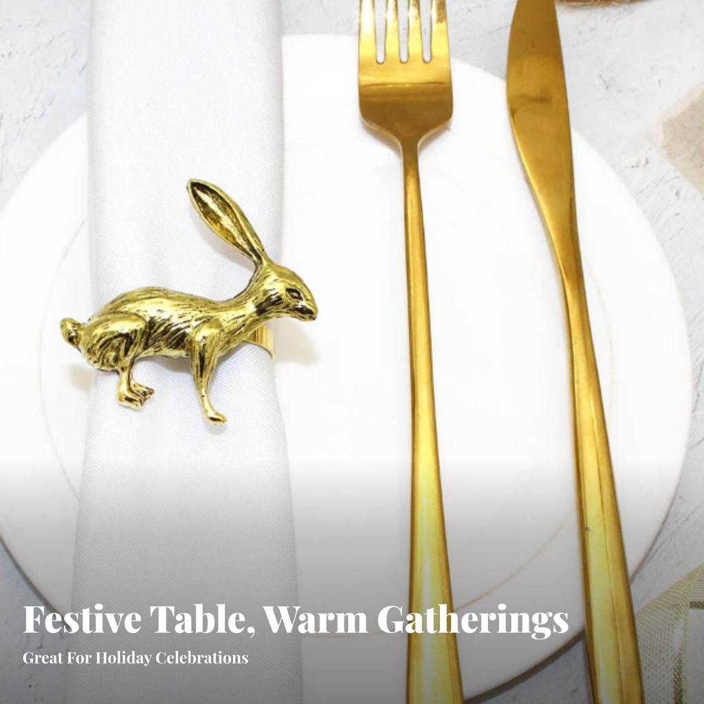 Classic Bunny Napkin Ring Alloy Electroplated Table Accessory for Holiday Feasts