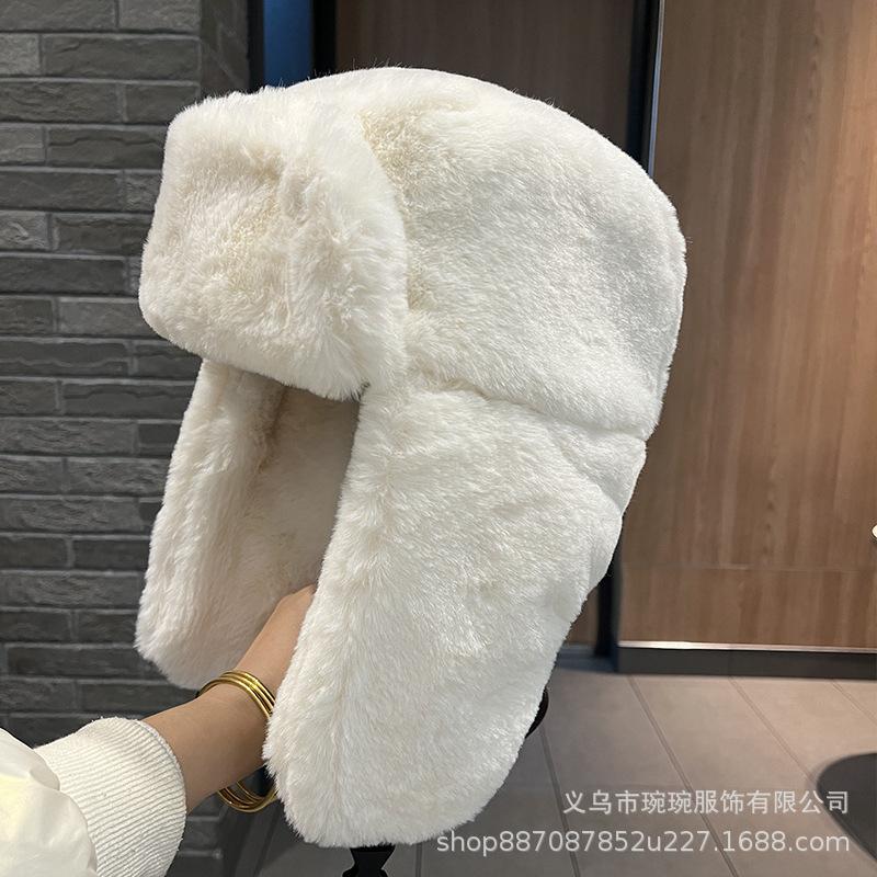 Hat Winter Men's Plush Lei Feng Hat Children's Snow Cycling Ear Protection Warm Furry Solid Color Winter Hat