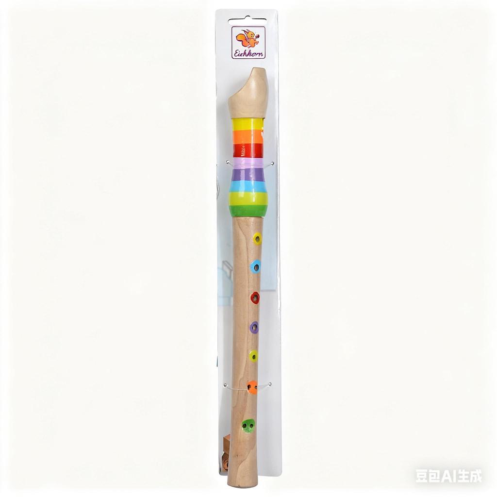 Eichhorn - Music Wooden Flute, Colourful Wooden Flute with 7 Holes, Includes Songbook with Three Songs To Replay, 32 Cm Long, from Four Years