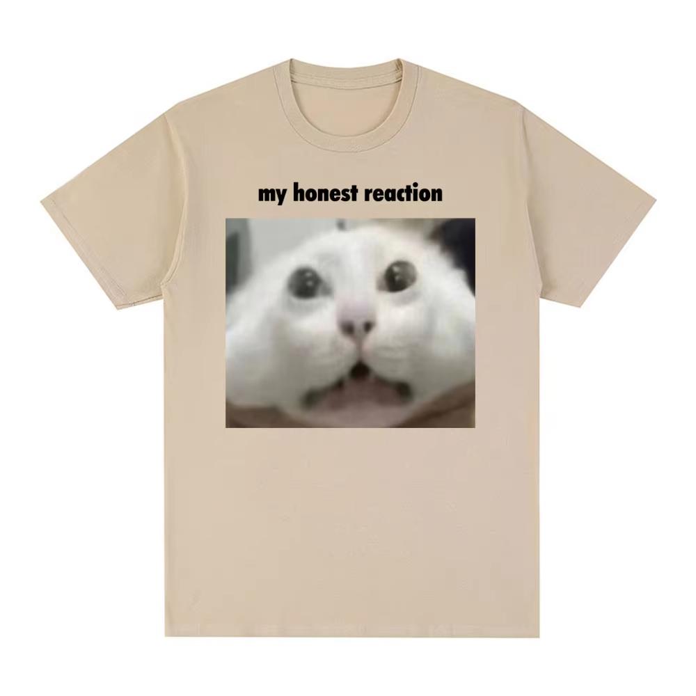 

My Honest Reaction T-Shirt Funny Cat Meme Graphic Printed Men Women Clothing T-shirt Fashion Casual Cotton Short Sleeve T Shirts 4XL