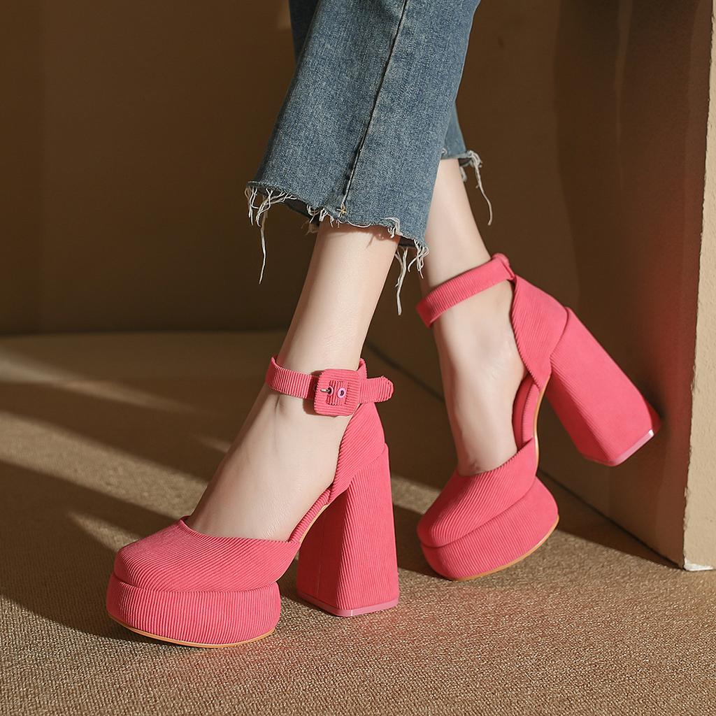 Barbie High Heels Women's 2025 Spring and Autumn Waterproof Table Single Shoes Thick Heel Retro Princess Girl French Mary Jane Shoes