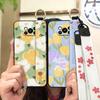 Anti-knock Protective Phone Case For Xiaomi Poco X3 NFC/X3 Pro Durable Oil Painting Phone Holder Wrist Strap Flower Ring