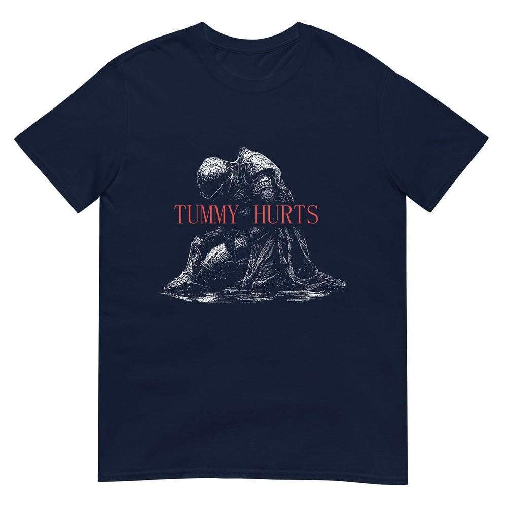 Tummy Hurts Funny Medieval Knight Dark Humor Art TShirt S