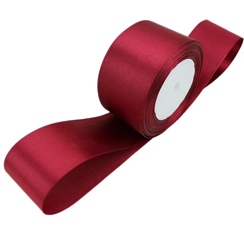 (25 Yards/roll) 2'' 50mm Red Ribbon Decoration Single Face Satin Ribbons Gift Christmas Wedding DIY Handmade
