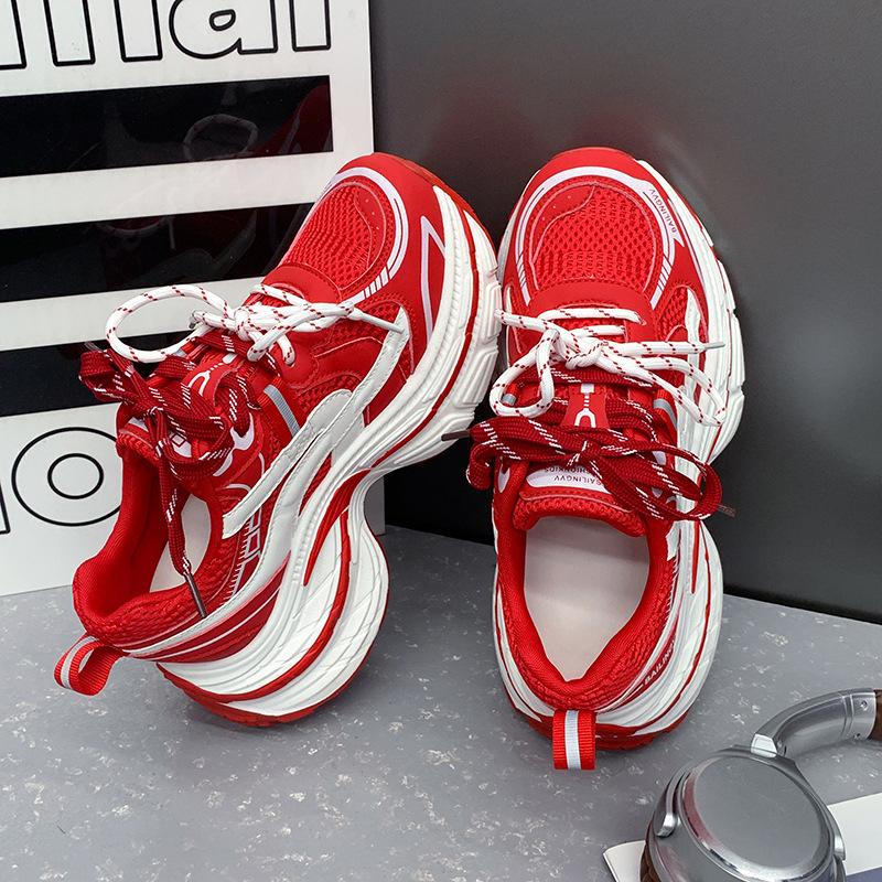 

New Year s red early spring new muffin sole casual dad shoes thick sole heightening sports shoes trendy shoes single shoes 35 красный