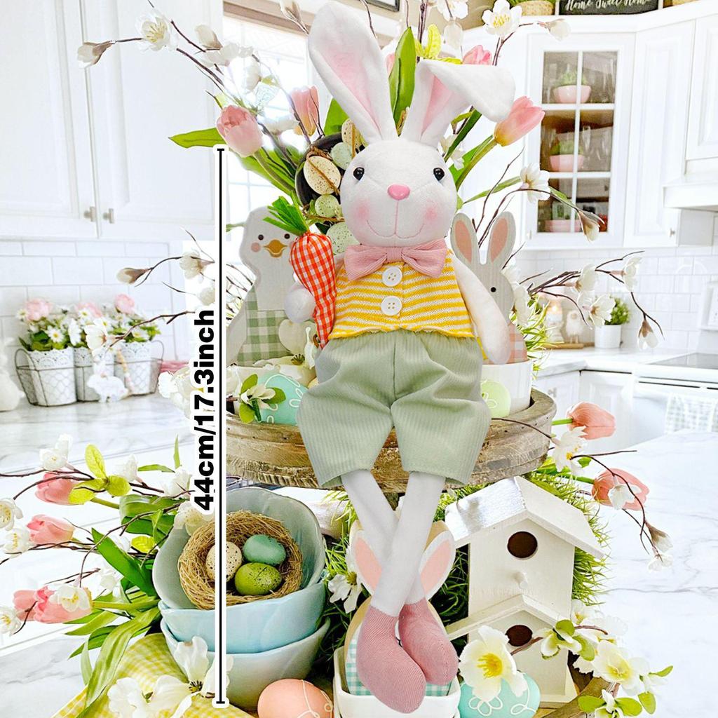 Cross-Border Easter Bunny Doll with Radish & Flower Basket - Cute Festival Decoration