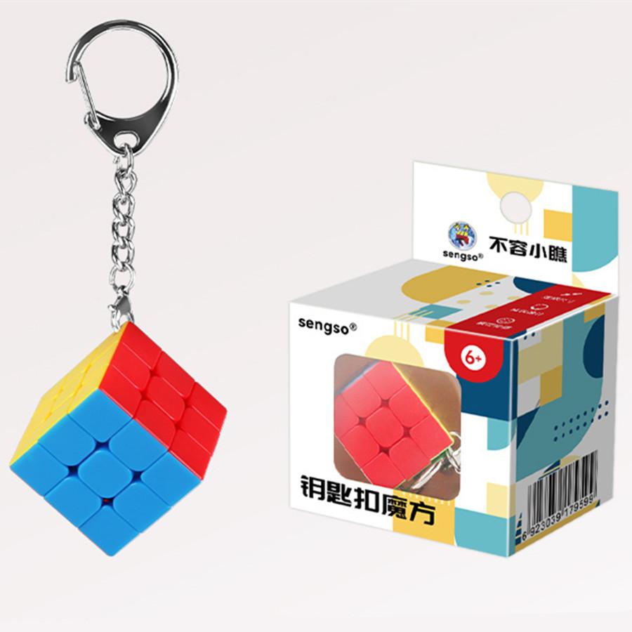 Sengso Schlüsselanhänger 3x3 Mini Zauberwürfel 3x3 Brot Magischer Turm Schlüsselanhänger Rucksack Dekoration Cubo Magico Puzzle Spielzeug Kindergeschenk