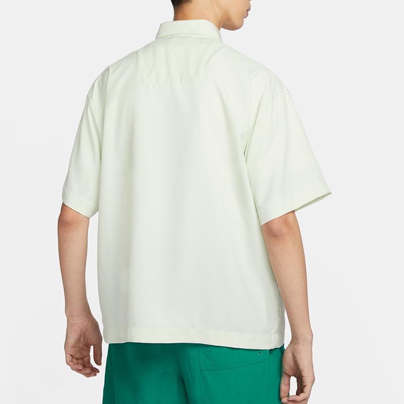 Nike Embroidered Logo Short Sleeve Button-Up Shirt Men Tops Light-Green HJ3956-091