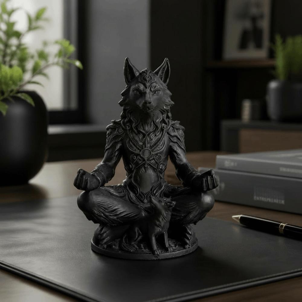 Gothic Wolf Statue Sheep Desktop Ornaments Collectible Gift Animal Figurine Home