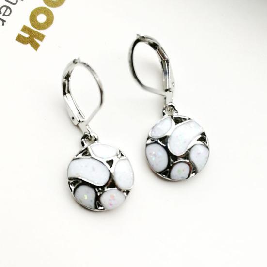 Fashion Women Faux Opal Round Soccer Dangle Leverback Earrings Jewelry Gift