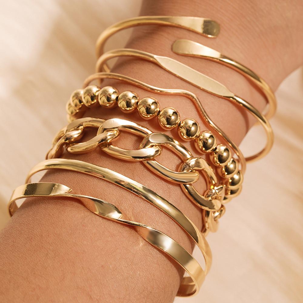 Geometric Alloy Chain Bracelets Set For Women With Electroplated Finish Perfect For Travel Gift