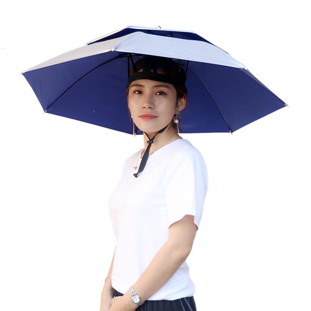 Portable Rain Umbrella Hat Army Green Foldable Fishing Headwear Cap Outdoor Sun Shade Waterproof Camping Beach Head Hats